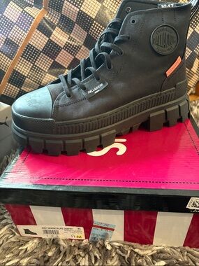 Palladium Black High-Top Lug-Sole Canvas Boot